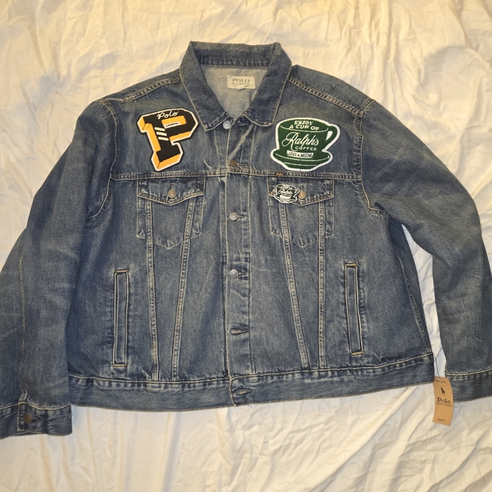 Polo Ralph Lauren 3XB Big And Tall Denim Jacket with Patches